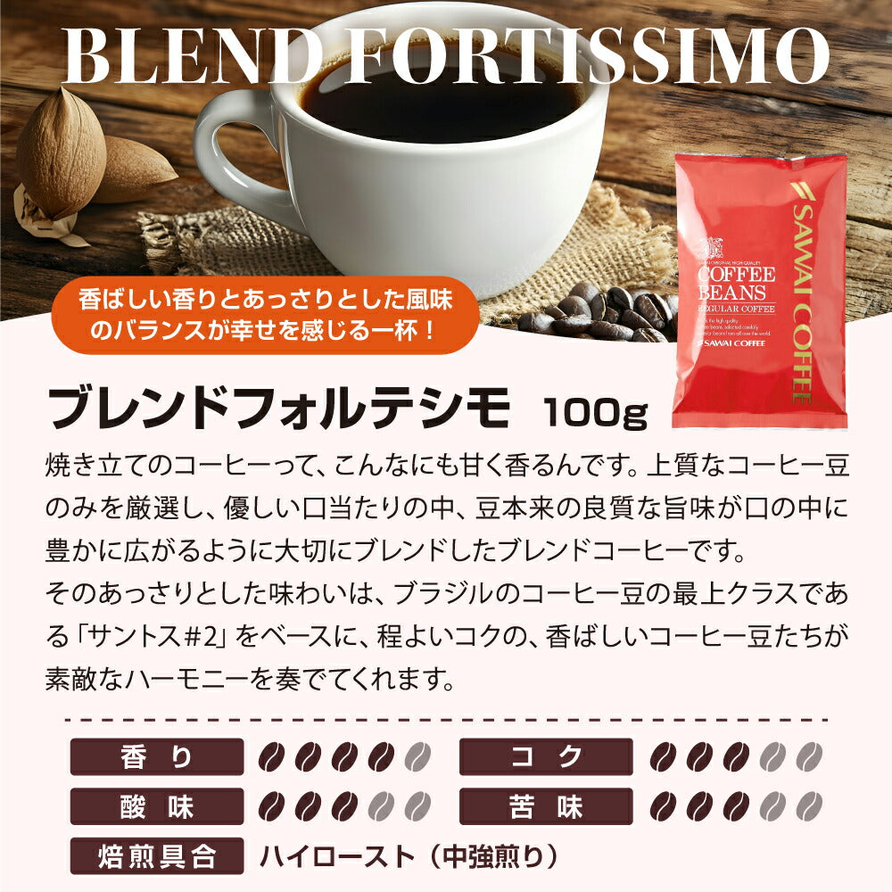 【豆のまま】焙煎したて コーヒー豆 コーヒー粉 1000円ポッキリ 送料無料 メール便 澤井珈琲 少量お試しセット 【人気2種のレギュラーコーヒー飲み比べセット ブレンドフォルテシモ ビクトリーブレンド】 約20杯 1000円 プレゼント