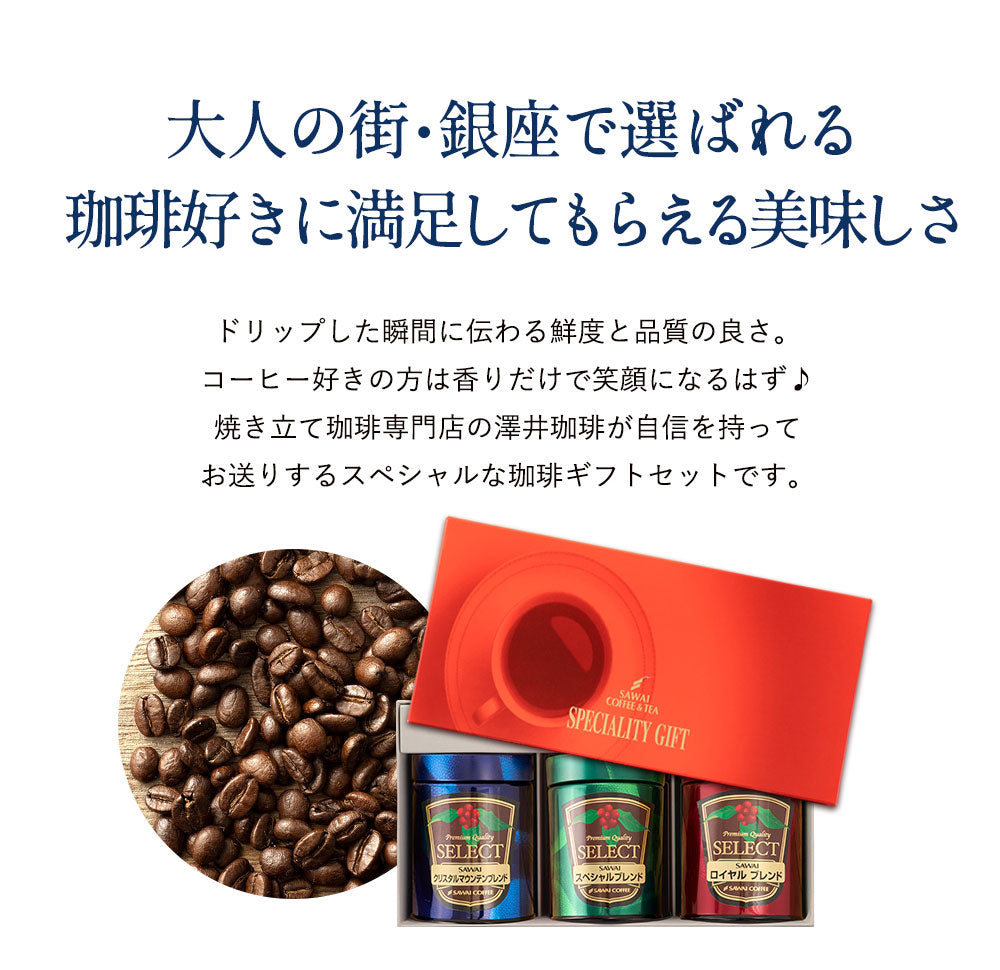 送料無料 詰め合わせ レギュラーコーヒー 粉 豆 専門店のプレミアム100g3缶ギフトセット