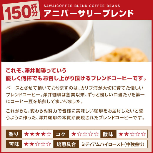 送料無料 コーヒー専門店のアニバーサリーブレンド150杯分入り超大入コーヒー福袋