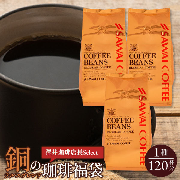 送料無料 銅の珈琲 120杯 分 福袋 テルスブレンド 1.2kg