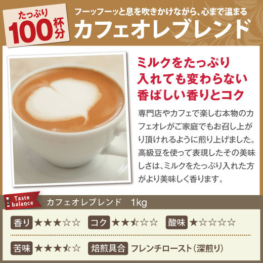 送料無料 コーヒー専門店の100杯分入り カフェオレブレンド福袋