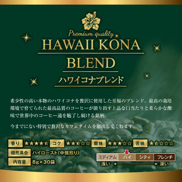 ハワイコナ ハワイコナコーヒー ドリップコーヒー ドリップ ドリップパック 珈琲 個包装 8g 澤井珈琲 ハワイコナブレンド 30杯分入りドリップバッグ 福袋 30袋 セット