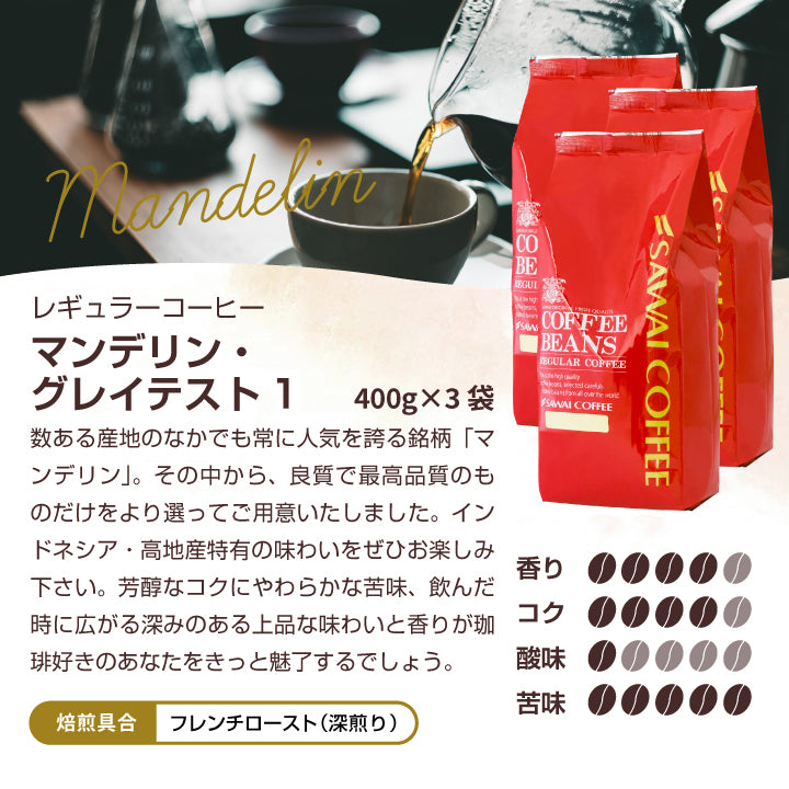 送料無料 コーヒー専門店の120杯分入り超深煎りマンデリンコーヒー福袋
