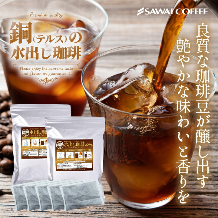 澤井珈琲 水出し コーヒー 10パック 2袋 粉 送料無料 銅の水出しコーヒー福袋 テルスブレンド 60杯分