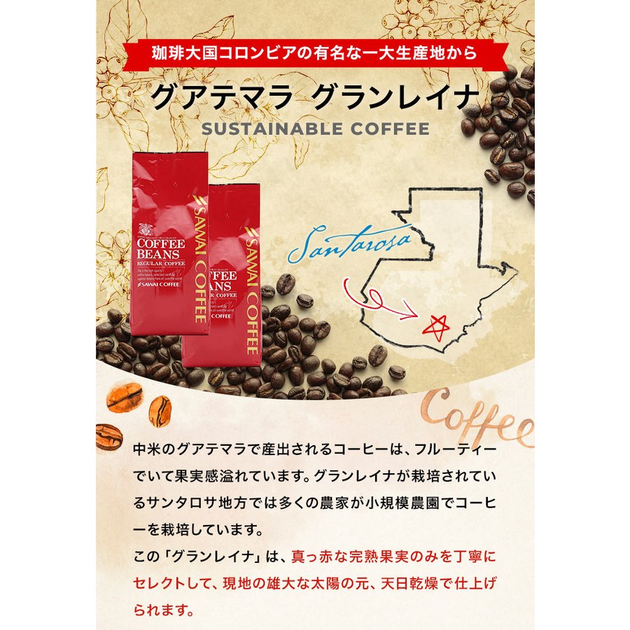 送料無料 サスティナブルなコーヒー グアテマラ グランレイナ レギュラーコーヒー スペシャリティー 1kg 100杯分 ガテマラ グァテマラ