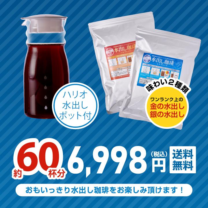 送料無料 金と銀の水出し珈琲パックと水出し珈琲ポット福袋 水出しコーヒー 送料無料 アイス コーヒーバッグ コールドブリュー 珈琲 大容量 福袋 10パック×2袋 プレミアム コーヒーパック 金と銀 飲み比べ セット ソル ルナ ハリオ FP-7-TW ポット付き 水だし ※冷凍便同梱不可