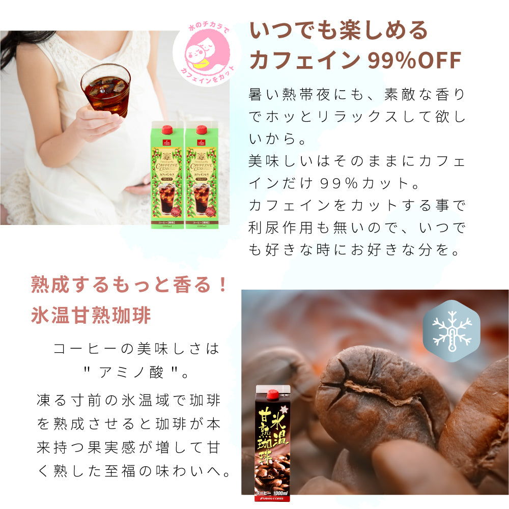 送料無料 ワンランク上の飲み比べ アイスコーヒーリキッド4種類 お試しセット 1,000ml×6本(コーヒー/珈琲/無添加/無着色/無糖)
