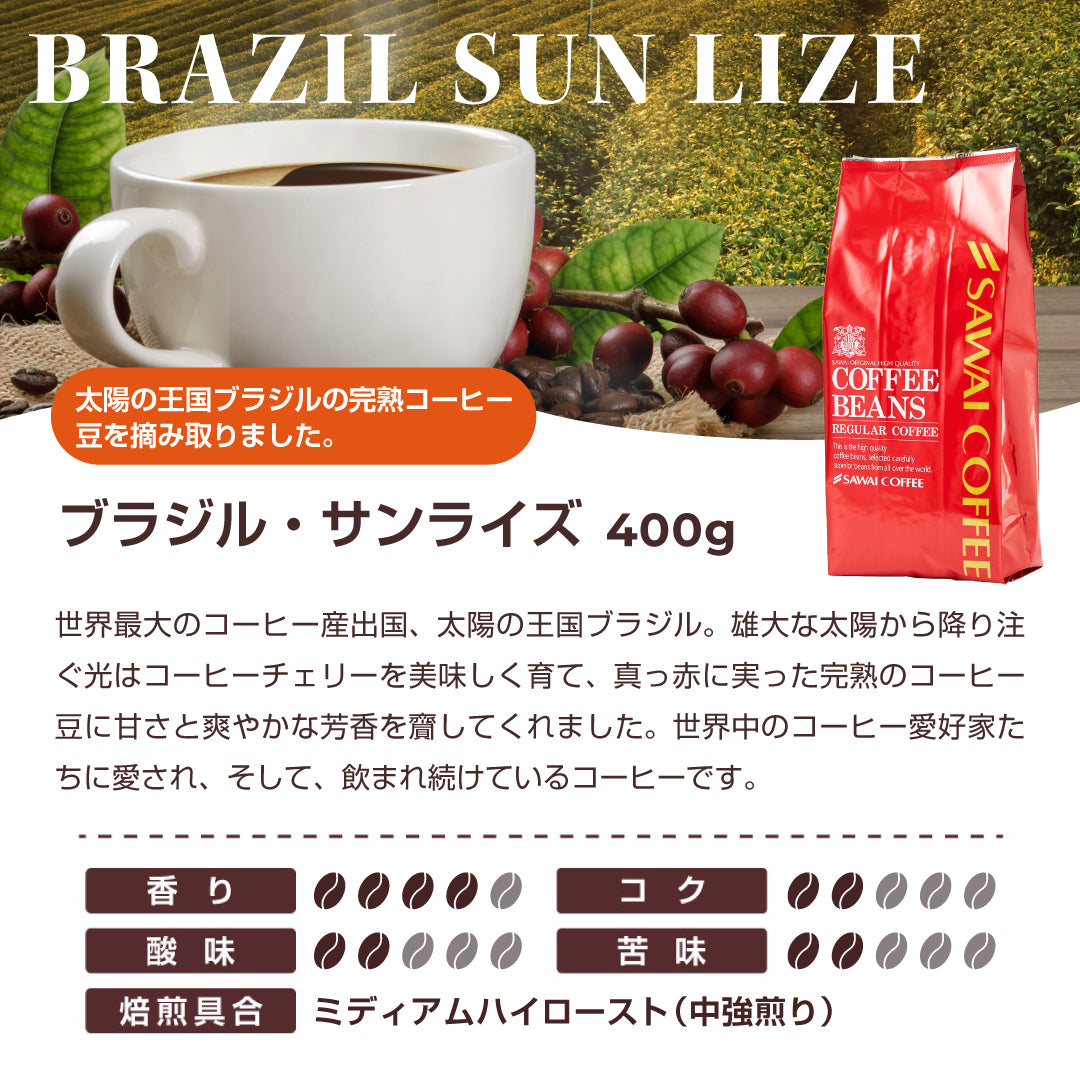 送料無料 焙煎したて コーヒー豆 1.6kg 大賞受賞 福袋 大容量 400gx4袋 中挽き/豆のまま 160杯分 飲み比べ セット ブラジルサンライズ 朝におすすめのブレンド アフタヌーンブレンド 夜におすすめのブレンド