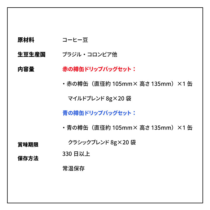 送料無料 コーヒー  珈琲 ギフト  澤井珈琲 ドリップバッグ ドリップコーヒー ドリップパックコーヒー 赤と青の 樽缶ドリップバッグコーヒーギフト プレゼント 挨拶 手土産 お礼 ギフトセット 内祝い お返し お供え  贈答品 プレゼント