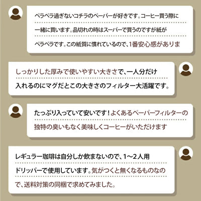 コーヒーフィルター（1～2杯用）みさらし100枚入り