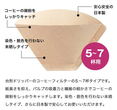 コーヒーフィルター（5～7杯用）みさらし100枚入り