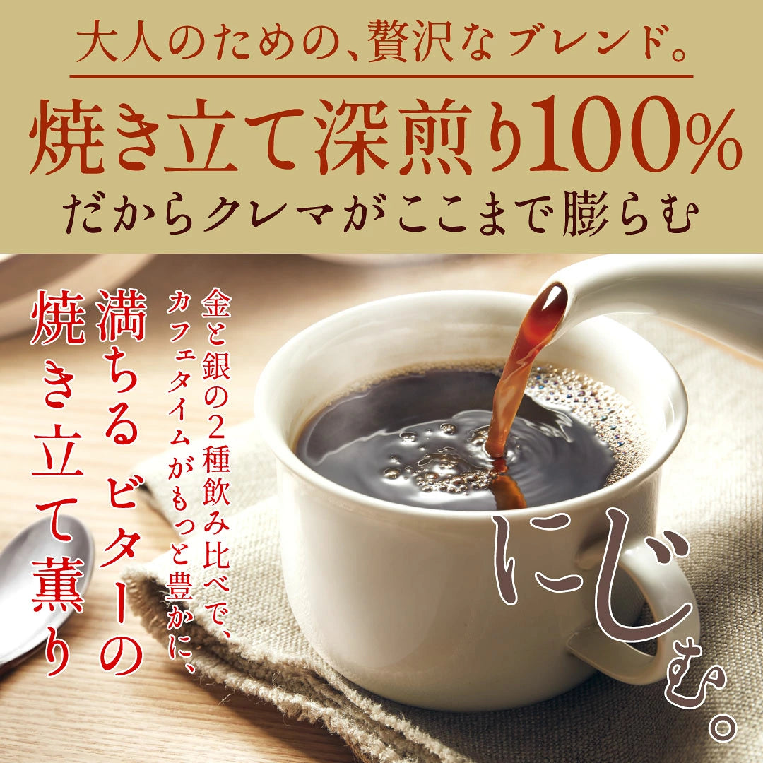 送料無料 焙煎したて 1.6kg  福袋 大容量 400gx4袋 中挽き/豆のまま  160杯分 飲み比べ セット 金と銀のビターブレンド