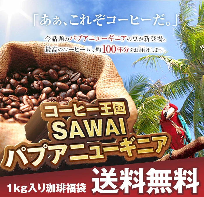 送料無料　コーヒー専門店の100杯分入り焼きたて　パプアニューギニア　コーヒー豆福袋
