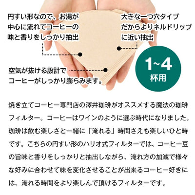 ハリオ式珈琲 V60用ペーパーフィルター（みさらし）VCF-02-100M　1-4人用　100枚入