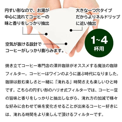 ハリオ式珈琲 V60用ペーパーフィルター（酸素漂白）VCF-02-100W　1-4人用